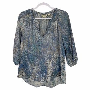 Cynthia Rocket Silk Printed Pop Over Blouse Top S
